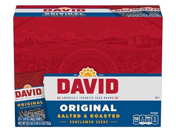 12PK DAVID Sunflower Seeds, Original Flavor