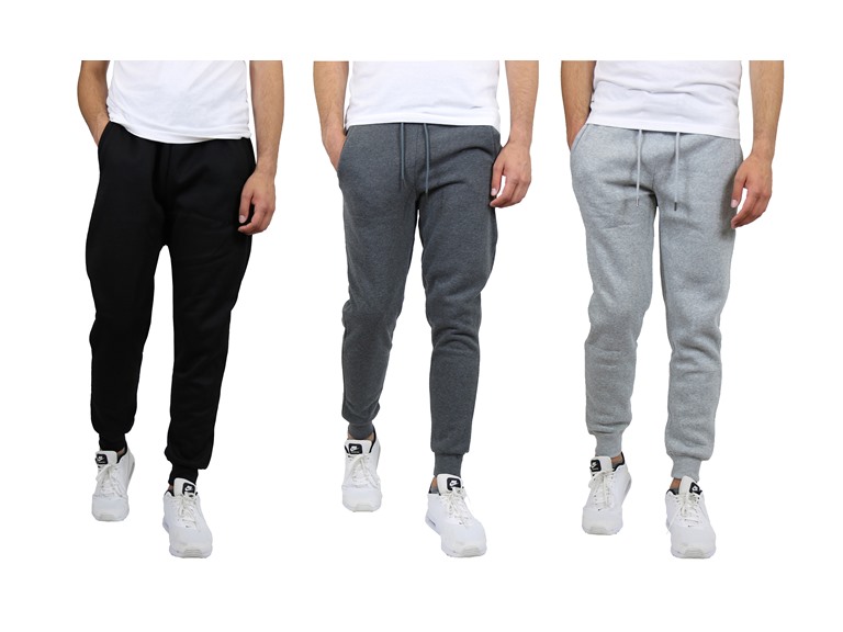 BLUE ICE WC-----(Men's 3Pack) - JWH/MFP-500 - BCH - S Small 3PK Mens Fleece-Lined Classic Joggers Black - Charcoal - Heather Grey