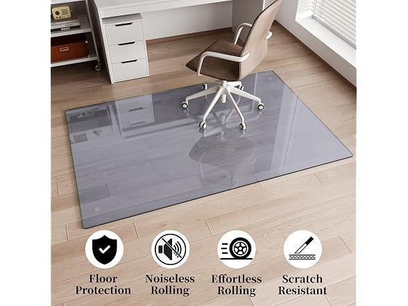 FlyEcho Grey Glass Chair Mat 48" x 48"