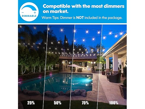 Lakumu Outdoor String Lights,96FT,Black