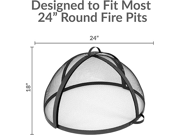 Sunnydaze 24" Round Fire Pit Spark Screen Cover