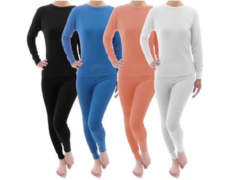 (4PC) Women's Waffle Knit Thermal Sets