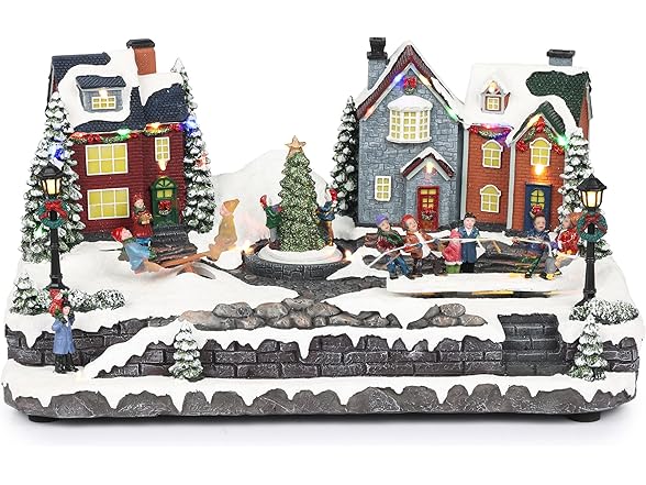 9" Tall Indoor Animated Children Playing in Christmas Village