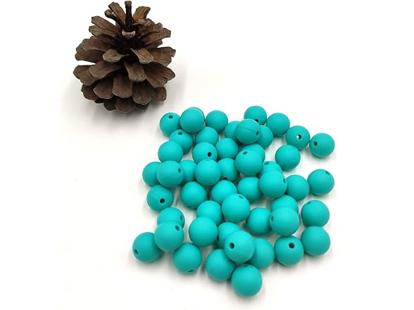 50pcs Turquoise Color Round Silicone Beads 15mm