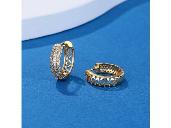 14K Filigree Heart Huggie Earring