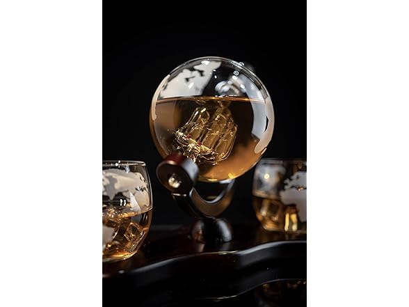 Whiskey Decanter Globe Set with Ball & Glasses