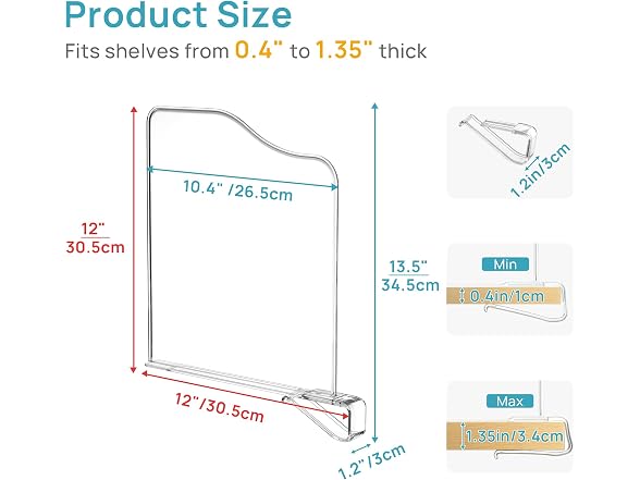 Vtopmart 12" x 11.7" Deep Shelf Dividers 12 Pack