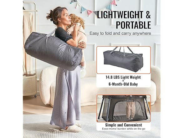 VEVOR Baby Travel Crib and Play Yard