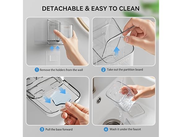 VNYIFAN 3 Slots Detachable Toothbrush Holders Wall