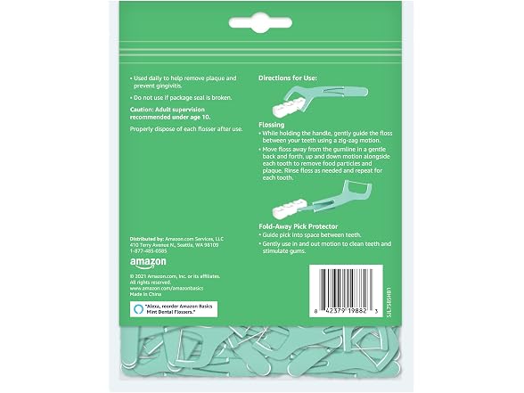 Amazon Basics Mint Dental Flossers, Shred