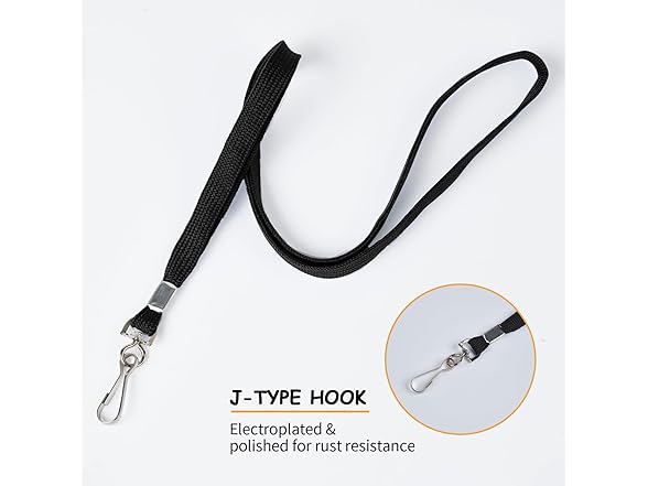 PEAKEEN Black Lanyards, 100 Pack