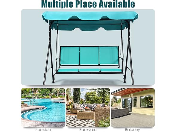 GRAFFY 3-Seat Patio Swing Turquoise