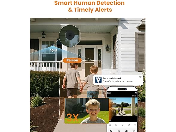3MP 2K Home Security Window Camera