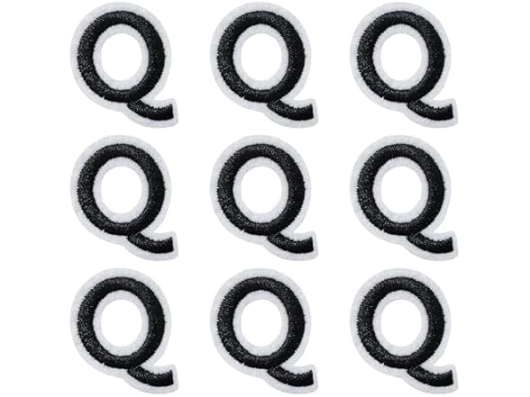 IANZE 9PCS Iron on Letter Patches Black Letter Q