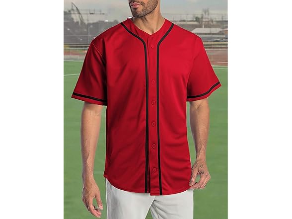 Mens Baseball Jersey Stripe Button Down