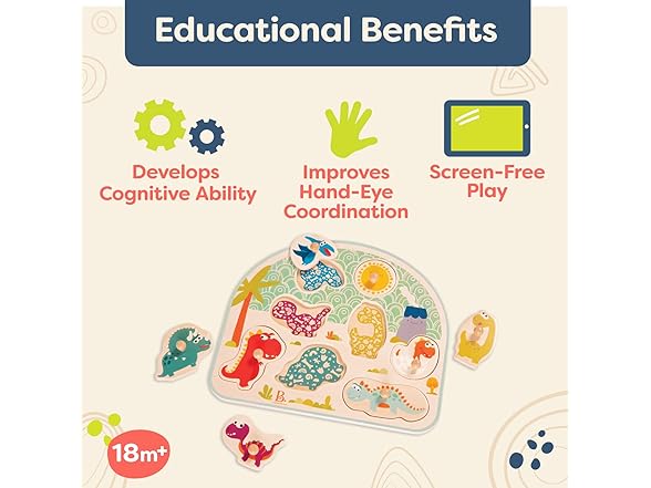 B. toys B. toys – Stomping Dinos – Wooden Peg Pu