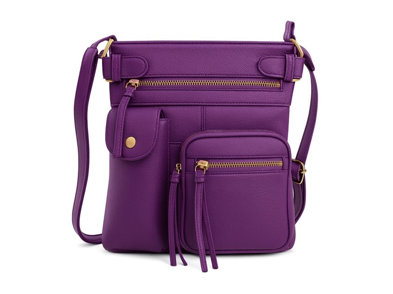Super Soft Genuine Leather Crossbody Bag with Top Belt Accent