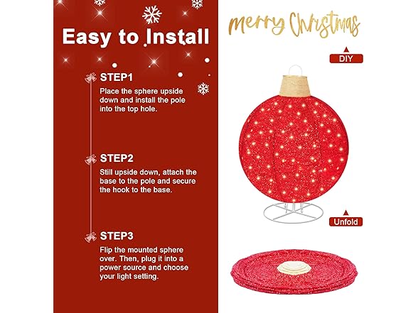 2Pcs Lighted Pop-Up Outdoor Christmas Ornaments Set, 35 Inch