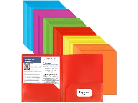 48pc Two-Pocket Folders, 6 Colors