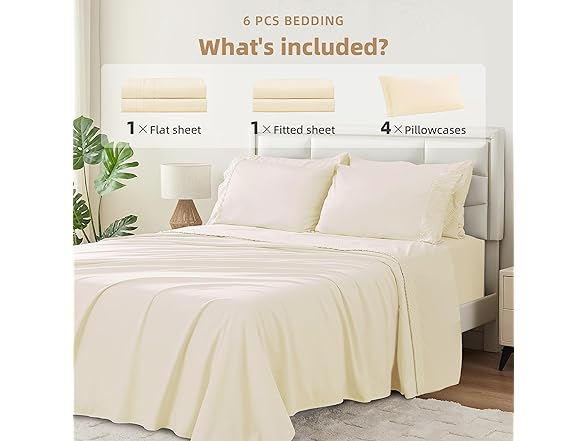 KKN Queen Sheets Set-6 Piece Bedding