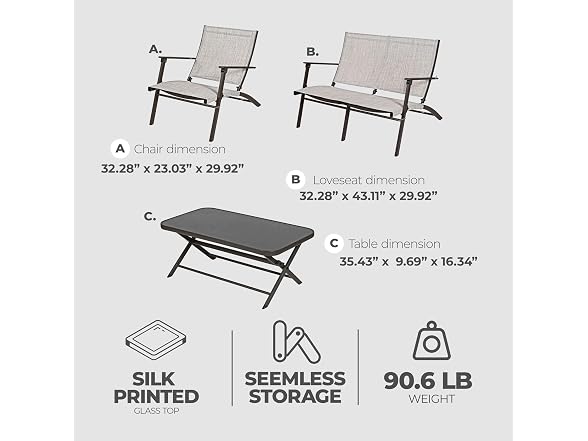 Four Seasons Courtyard Novara 4 Piece Steel Folding Furniture Set