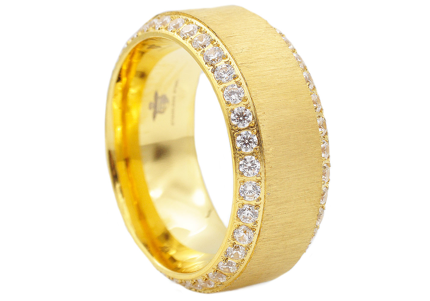 Stainless Steel Double Row CZ Ring - Gallery 5