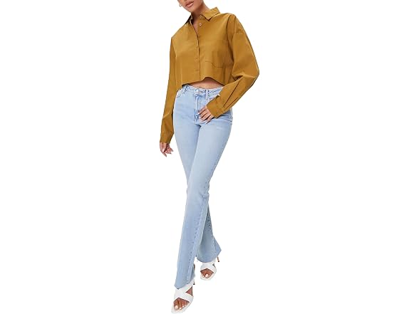 Forever 21 (M) Cropped Poplin Cigar Shirt