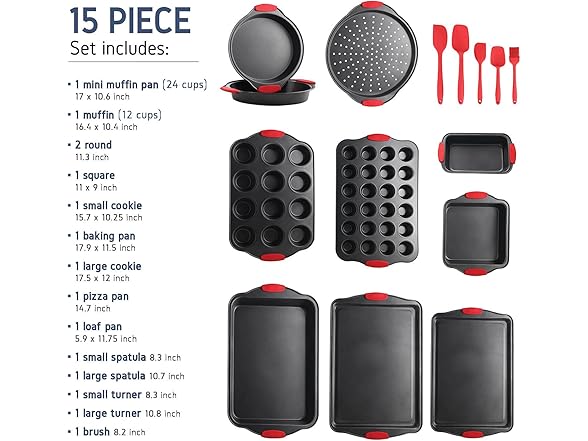 JOYTABLE Baking Pan Set, 15 Piece