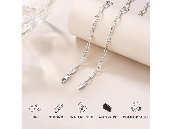 Eterjew 3mm Silver Chain Necklace 24 Inch