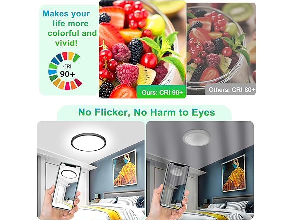 GoBright 16.5 Inch Large Flush Mount Ceiling Light Fixtures