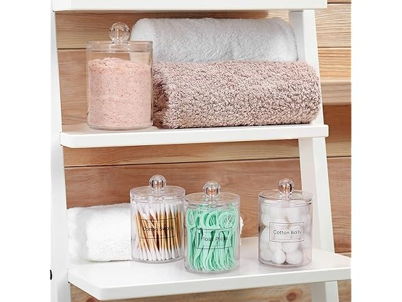 4 Pack Acrylic Qtip Holder Dispenser