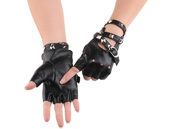 BOMJJOR Women Fingerless Gloves Choker