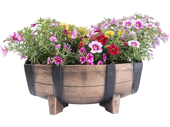 Gardenised 2-Piece Rectangular Half Barrel Flower Pots