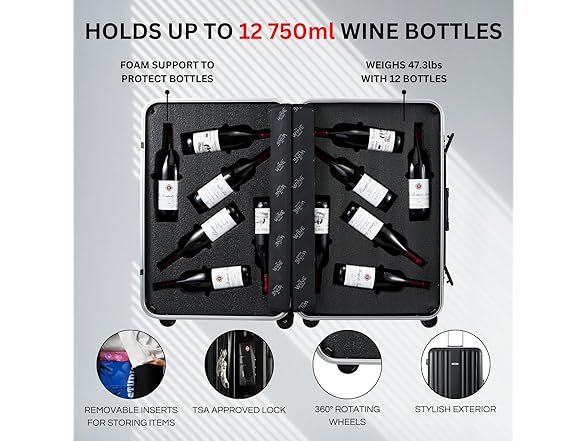 Wine Bottle Suitcase Aluminum (12 Bottles)