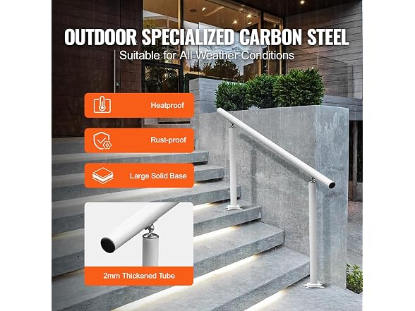 Outdoor Stair Railing Kit, 4 FT Handrails 1-4