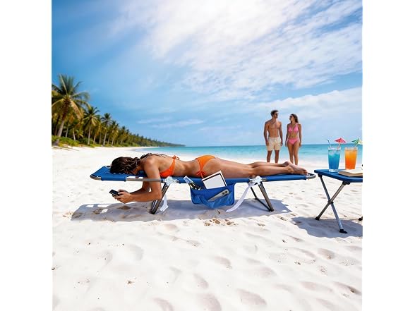 SUNNYFEEL Blue Lay Flat Tanning Lounger