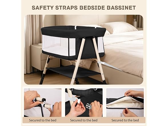 Bolmen Black Baby Bassinet Bedside Sleeper