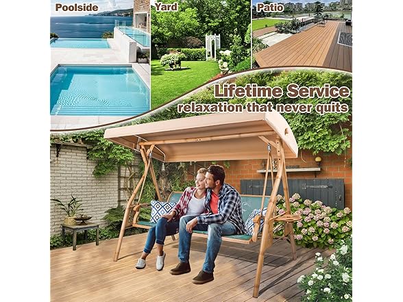 ZZW 8005 Textilene Patio Swing Bamboo-style Frame Green