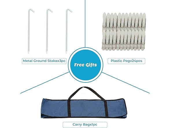 Portable 4-arm Aluminum Drying Rack w/Ground Stake