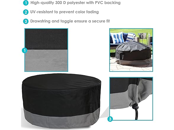 Sunnydaze Decor NY-258 Round Fire Pit Cover 30in Black