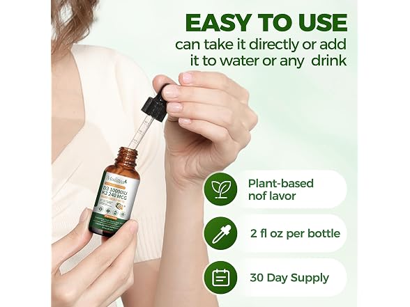 (2 Pack) Vitamin D3 K2 Liquid 10000 IU