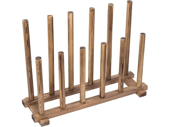 MyGift Rustic Burnt Brown Solid Wood Floor Standing Boot Holder Rack