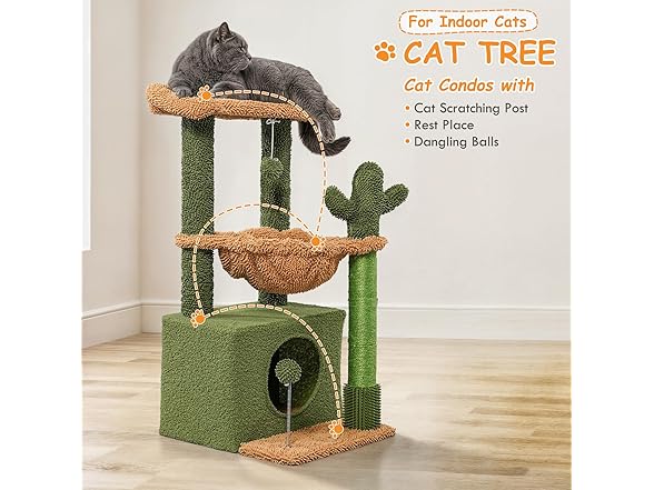 Athena Collection Small Cat Tree Tower with Scratching Post