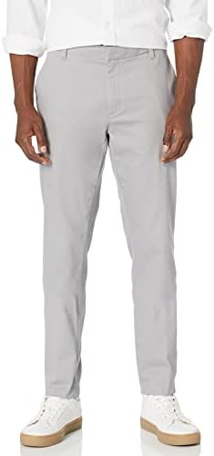 Amazon Essentials Men's Slim-Fit Wrinkle-Resistant Flat-Front Stretch Chino Pant, Grey, 34W x 29L