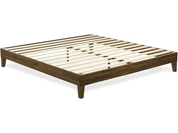 East West King Platform Bed Frame-Walnut