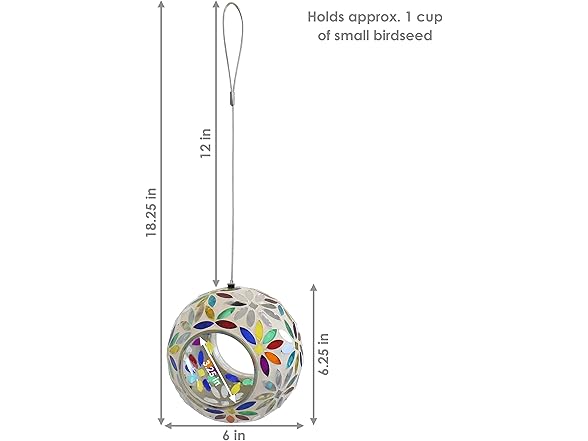 Sunnydaze 6" Glass Mosaic Bird Feeder