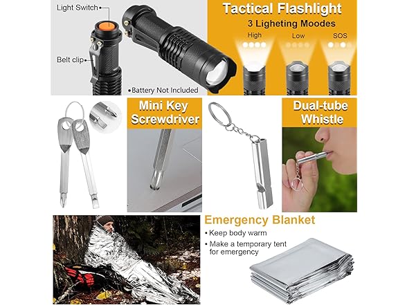 XKASE Outdoor Survival Kits 19Pcs