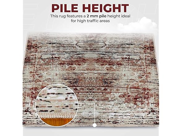 Superior Distressed Medallion Machine Washable Indoor Area Rug