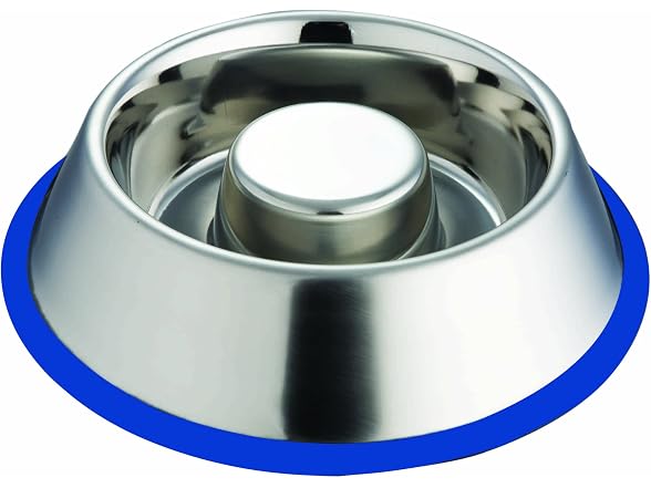 Indipets Slow Feed Stainless Steel Dog Bowl Large