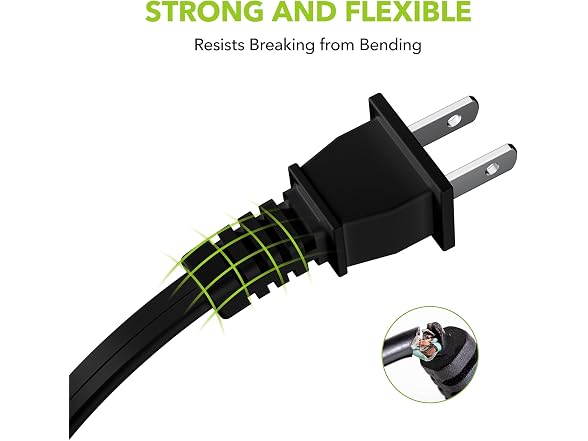 HBN Extension Cord, 3-Pack 3FT Black, 2 Prong